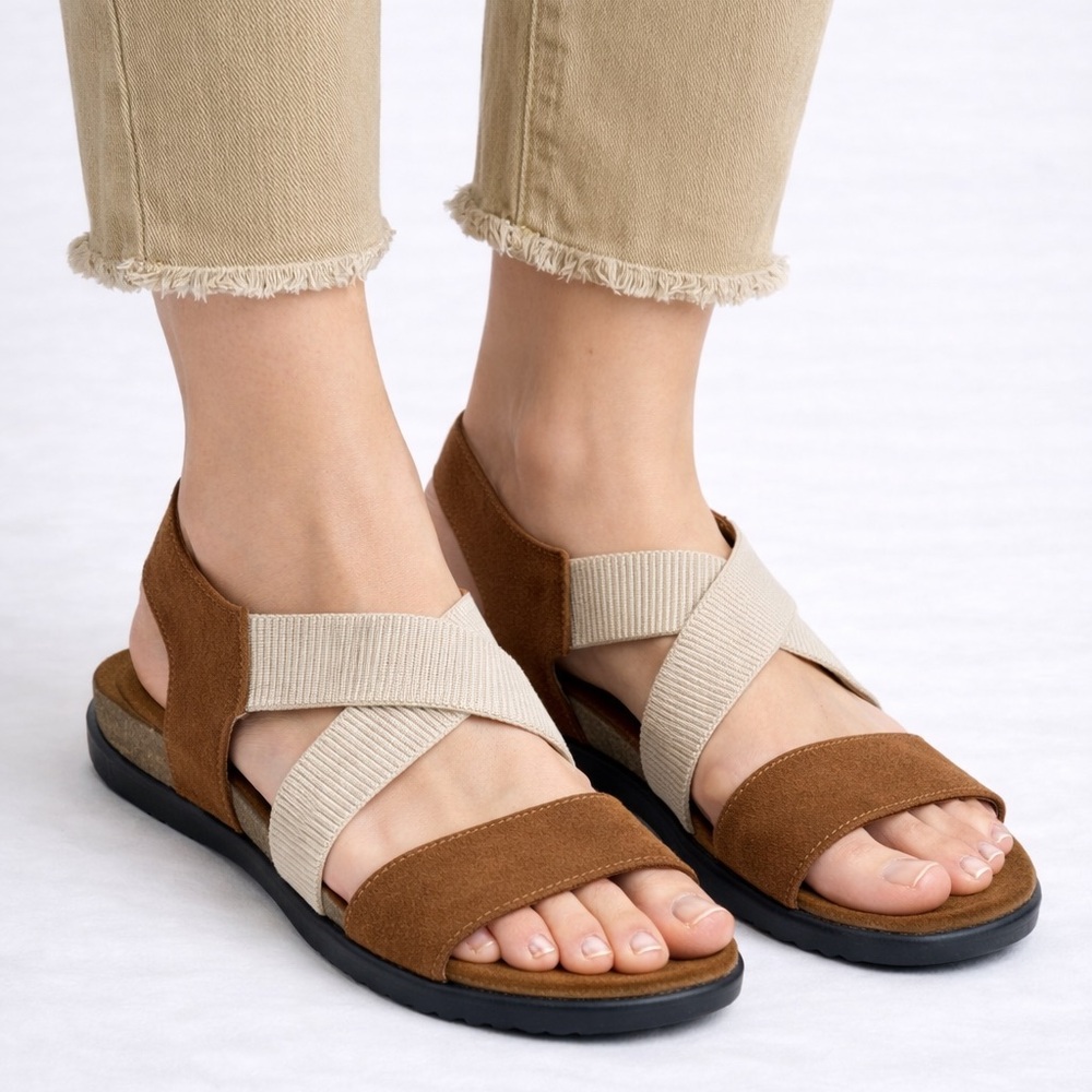 David Tate Sandals NIB Tan Brown & Cream Suede size 10.5M 10.5 10 1/2 NWT